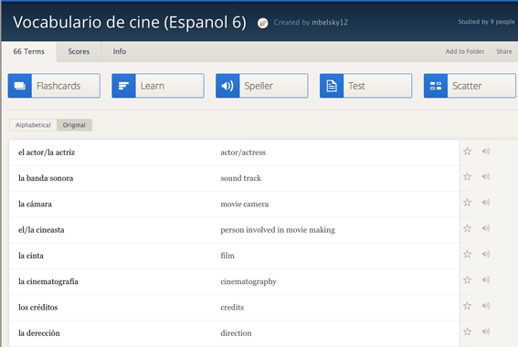 Escuela Mediterraneo Barcelona Spanish course Cine